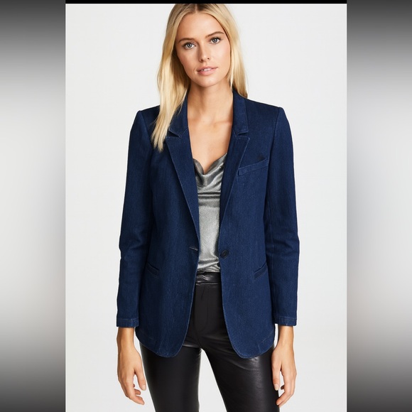 NWT Forte Forte Button Front Dark Wash Blue Denim Blazer Jacket Size M - Picture 1 of 16